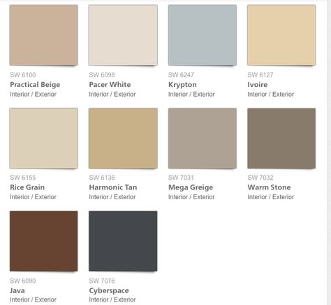 SW color palette Sw Color Palette, Mega Greige, Living Colors, Stone Interior, Modern Residence, Front Door Colors, Aging Well, Senior Living, Door Color