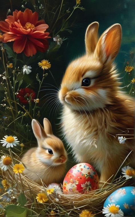 Cute Easter Pictures, Easter Bunny Pictures, Easter Paintings, Bunny Images, Beautiful Rabbit, Happy Easter Wishes, Easter Wallpaper, Easter Images, Easter Pictures