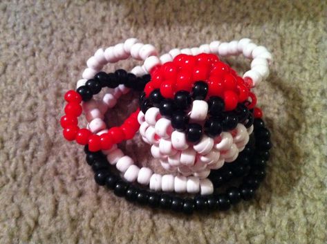 Rave Kandi Bracelets Ideas, Kandi Pokeball, Perler Bracelet, Alolan Exeggutor, Pokemon Kandi, Pokémon Kandi, Kandi Creations, 3d Kandi, 3d Kandi Cuff