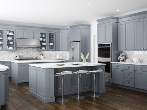 Detail Page Blue Gray Kitchen Cabinets, Cabinets Remodel, Kitchen Cabinet Trends, Gray And White Kitchen, Refacing Kitchen Cabinets, Blue Kitchen Cabinets, Shaker Kitchen Cabinets, Beach House Kitchens, Dream Kitchens Design