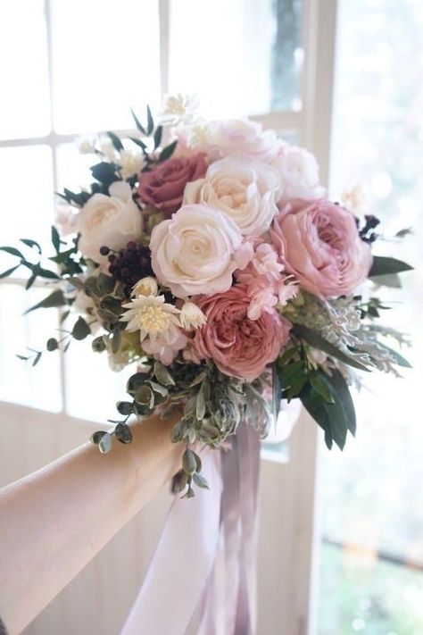 Wedding Bouquets Pink, Bridal Bouquet Flowers, Dusty Rose Wedding, Hand Bouquet, Pink Bouquet, Wedding Flower Arrangements, Bouquet Of Flowers, Bride Bouquets, Bridal Flowers