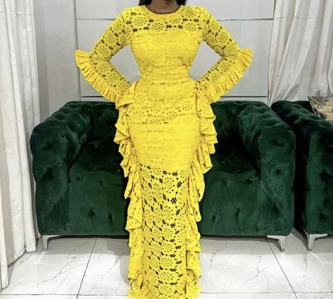 Cord Lace Gown Styles, Cord Lace Styles, Ankara Skirts, Lace Dress Classy, Ankara Long Gown, Ankara Long Gown Styles, Native Dress, Lace Gown Styles, African Fashion Ankara