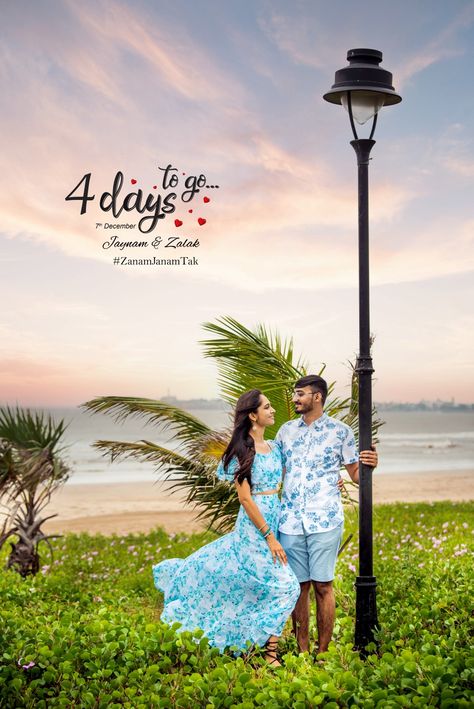 Pre Wedding Countdown Ideas, Free Wedding Shoot Photos, Wedding Days To Go Poster, Days To Go, Pre Wedding Countdown Photos, Pre Wedding Photo Editing Ideas, Pre Wedding Countdown, Pree Weeding Pose Indian, Pre Wedding Photoshoot Outdoor Different Styles