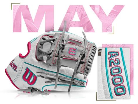 Best glove of the month color way Softball Gloves, Baseball Glove, Month Colors, Black Box, Hand Thrown, Leather Flats, Pink Grey, Gloves, Baseball