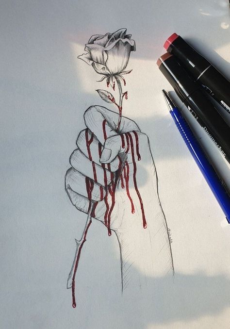 Hand Holding Rose, Rose Blood, What Do You Feel, Meaningful Drawings, Easy Drawings Sketches, Hand Draw, Mini Drawings, Art Drawings Sketches Creative, Pencil Art Drawings