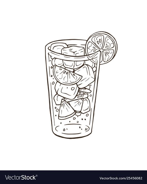 Draw Summer Ideas, Colorful Alcoholic Drinks, Drink Sketch, Drink Drawing, Drinks Illustration, Drink Image, Ice Drawing, Summer Sketches, Drink Vector