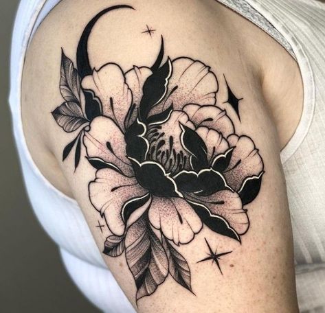 Stipple Tattoo, Stippling Tattoo, Tatuaje Cover Up, Peony Flower Tattoos, Brighton Tattoo, Tatuagem Masculina Pequena, Traditional Tattoo Flowers, Japan Flower, Ink Therapy