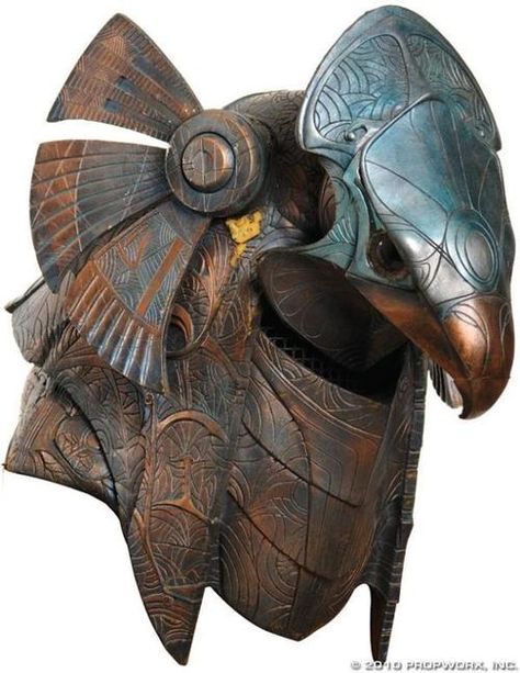 Horus Guard Helmet Helmet worn by a Horus guard, used in the production of Stargate SG-1. Horus guards protected Ra and his family - Anubis And Horus, Outfit Reference, Mask Ideas, Aztec Calendar, Magic Items, Cool Masks, Fantasy Armor, Movie Props, Armors