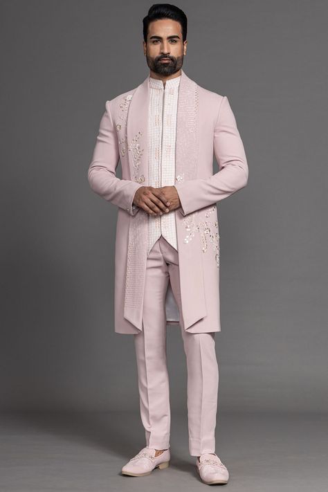 Buy White Sequins Embroidered Silk IndoWestern Sherwani Online | Samyakk Latest Indowestern Outfits For Men, Indo Western Outfits For Men, Traditional Indian Mens Clothing, Indian Wedding Suits Men, Indowestern Sherwani, Fashion Sketches Men, Indian Wedding Clothes For Men, Sherwani For Men Wedding, Wedding Kurta For Men