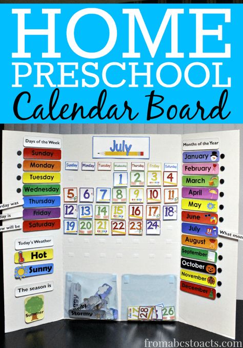 Make your own DIY calendar board for home preschool!  It's super simple and your preschooler will love it! Homeschool Calendar Board, Preschool Calendar Board, Preschool Calendar, Home Preschool, Homeschool Calendar, Nanny Life, Preschool Prep, Kitchen Simple, Calendar Board