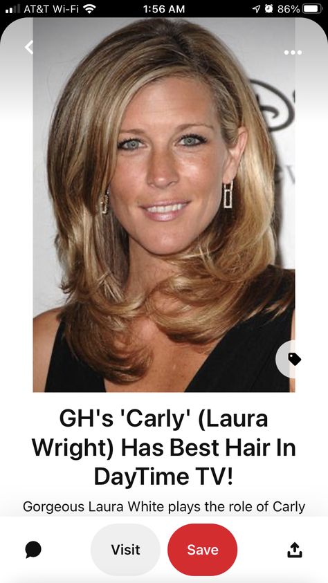 Laura Wright Hair 2023, Laura Wright Hair, Hairstyle Layered, Laura Wright, Jason Morgan, Steve Burton, Guiding Light, Layered Hair, Hair Highlights