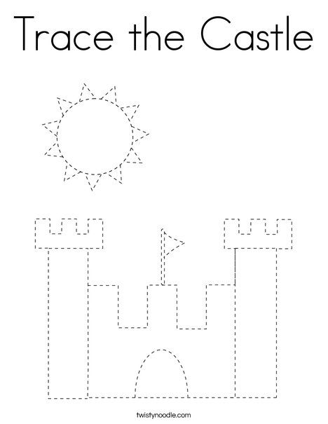 Trace the Castle Coloring Page - Twisty Noodle The Castle, Castle Craft Preschool, Castle Activities, Castle Activities For Preschool, Castles Preschool, Preschool Castle Activities, Castle Activities For Kids, Fairy Tale Worksheets Preschool, Castles Preschool Activities