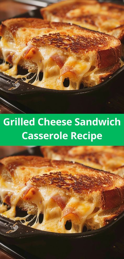 Enjoy this Grilled Cheese Sandwich Casserole for a comforting meal that's cheesy and delicious. Quick and easy to make! Sandwich Casserole Recipes, Oven Baked Sandwiches, Grilled Cheese In Oven, Oven Sliders, Gluten Free Grilled Cheese, Grilled Cheese Casserole, Ultimate Grilled Cheese Sandwich, Sandwich Casserole, Cheese Casserole Recipes