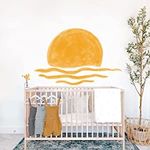 Sea Sunrise, Half Sun, Wall Stickers For Kids, Playroom Nursery, Prime Colors, Stickers For Kids, Watercolor Sunset, Walls Room, Wall Stickers Kids