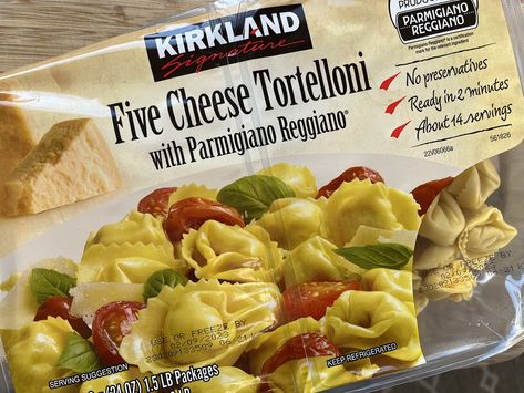 Kirkland Five Cheese Tortelloni at Costco {Cooking Instructions} - Shopping With Dave Five Cheese Tortellini Recipes, 5 Cheese Tortellini, Spinach And Cheese Ravioli, Cheese Tortellini Recipes, Pasta Salad With Tortellini, Tortellini Recipes, Savory Cheese, Cheese Ravioli, Cheese Tortellini