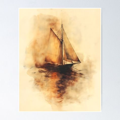 Get my art printed on awesome products. Support me at Redbubble #RBandME: https://www.redbubble.com/i/poster/Oil-painting-of-old-sailing-boat-old-vintage-style-by-ArtRenavet/161369401.LVTDI?asc=u Vintage Style Poster, Sail Ship, Indoor Design, Watercolor Ideas, Sailing Boat, Framed Oil Painting, Old Vintage, Sailing Ships, Art Boards