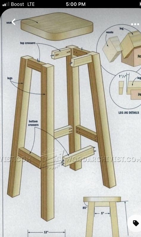 Wood Chair Diy, Kursi Bar, Cool Wood Projects, Small Woodworking Projects, Wooden Stool, Woodworking Projects That Sell, Wood Crafts Diy, Beginner Woodworking Projects, Wood Plans