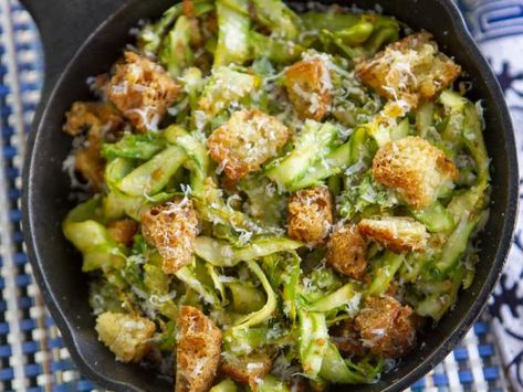 Get Wood Roasted Shaved Asparagus, Parmesan, Breadcrumbs and Lemon Recipe from Food Network Christian Petroni, Caesar Salad Recipes, Parmesan Roasted Asparagus, Shaved Asparagus, Parmesan Asparagus, Ranch Kitchen, Caesar Salad Recipe, Asparagus Salad, Ree Drummond