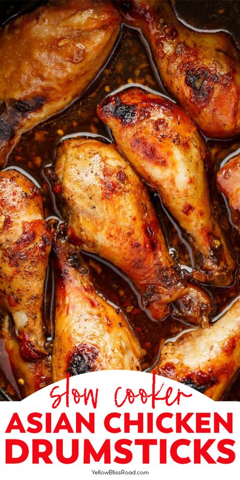 There is nothing like easy slow cooker recipes! These Asian Style Slow Cooker Chicken Legs make the greatest weeknight meal for your family to enjoy! #slowcookerrecipes #weeknightmeals #drumsticks #crockpotdrumsticks Asian Chicken Drumsticks, Slow Cooker Asian Chicken, Meals To Make With Chicken, Easy Meals To Make, Slow Cooker Asian, Chicken Leg Recipes, Chicken Drumstick Recipes, Meals To Make, Drumstick Recipes