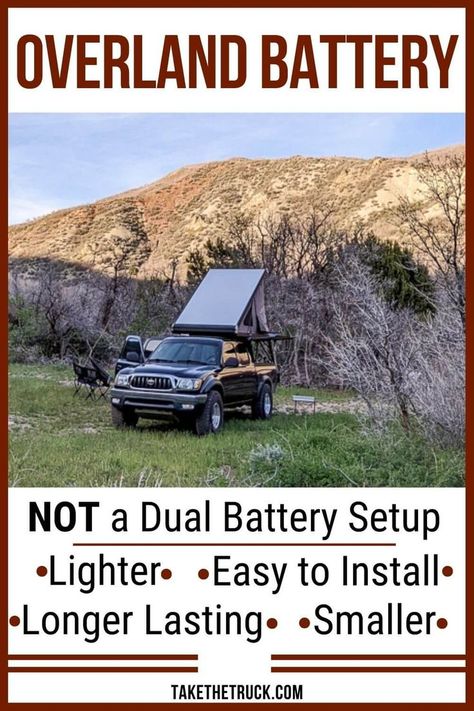 The Ultimate Overland Battery Setup Dual Battery Setup, Tacoma Mods, Truck Bed Camper, Tacoma Truck, Truck Camping, Overland Vehicles, Toyota Trucks, Used Trucks, Roof Top Tent