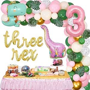 3rd Birthday Decorations, Dinosaur 3rd Birthday, Toddler Birthday Party Themes, Dinosaur Birthday Decorations, Bday Themes, Girl Dinosaur Birthday, Dinosaur Party Favors, Third Birthday Party, Girl Birthday Decorations