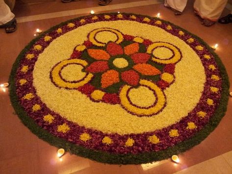 30+ Best Onam Pookalam Rangoli Designs for Home & Competition 2021 Rangoli God, Onam Pics, Diwali Flowers, Onam Pookalam Design, Rangoli Flower, Flower Rangoli Designs, Onam Pookalam, Science Formulas, Poo Kolam