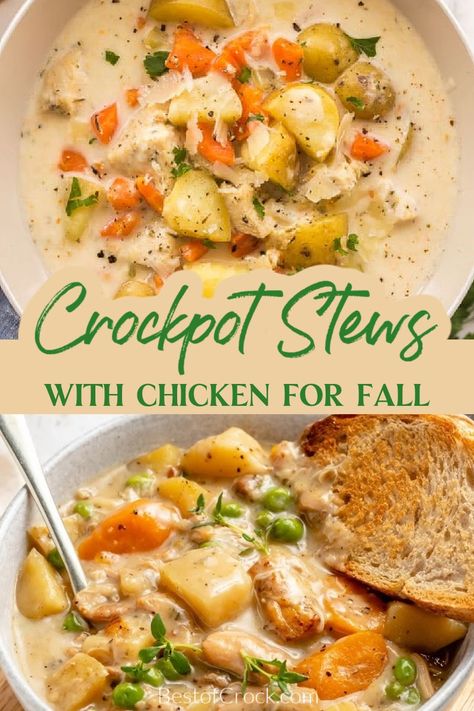 Chicken Broth Stew Recipes, Chicken Roast Crockpot Recipes, Crockpot Chicken Stew Recipes Healthy, Rustic Chicken Stew, Chicken Potato Stew Crockpot, Crockpot Chicken Stew Recipes Slow Cooker, Chicken Veggie Crockpot Recipes, Fall Crockpot Meals Chicken, Chicken Soups And Stews Crockpot