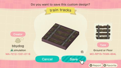 Train Tracks Acnh Code, Rail Train, Animal Crossing Game, Animal Crossing Qr, Train Tracks, Animal Crossing, Custom Design, Coding, Train