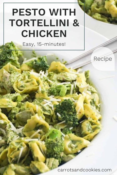 Pesto Tortellini and Chicken Recipe Tortellini And Chicken, Tortellini With Chicken, Carrots Cookies, Tortellini Chicken, Easy Packed Lunch, Kid Friendly Meals Dinner, Chicken Carrots, Pesto Tortellini, Spinach Tortellini