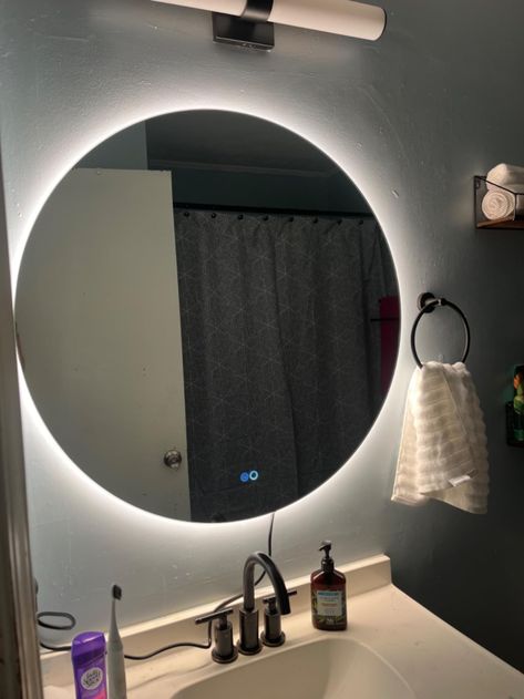 Amazon.com: Keonjinn 32 Inch Round LED Mirror for Bathroom Backlit 3 Color Lights, UL Listed LED Driver, Circle Vanity Mirror Anti-Fog Round Lighted Bathroom Mirror Wall Mounted Dimmable Illuminated Makeup Mirror : Home & Kitchen Circle Vanity Mirror, Circle Vanity, Round Led Mirror, Bathroom Mirror Wall, Color Lights, Mirror For Bathroom, Mirror Wall Bathroom, Wall Mounted Vanity, Led Mirror