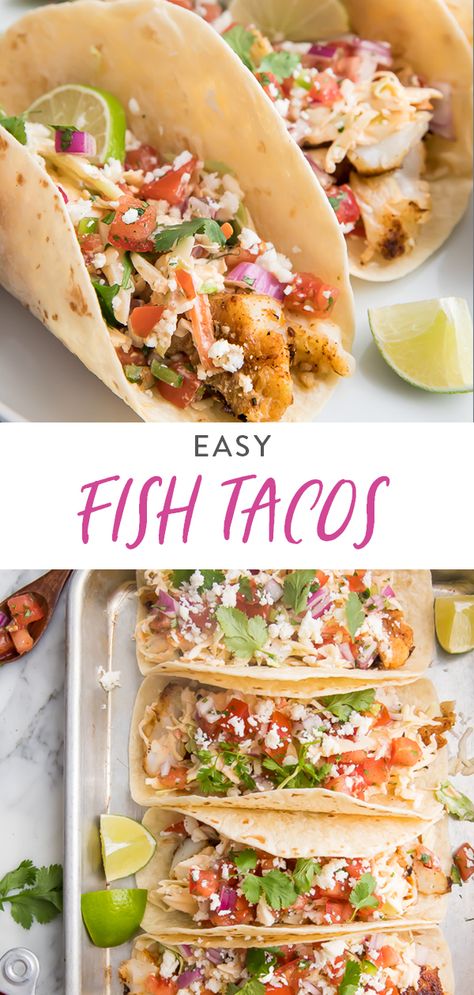 Blackened Fish Tacos Fish Tacos With Slaw, Tacos With Slaw, Tasty Tacos Recipe, Fish Tacos Tilapia, Cod Fish Tacos, Tilapia Tacos, Easy Fish Tacos, Grilled Fish Tacos, Seared Fish