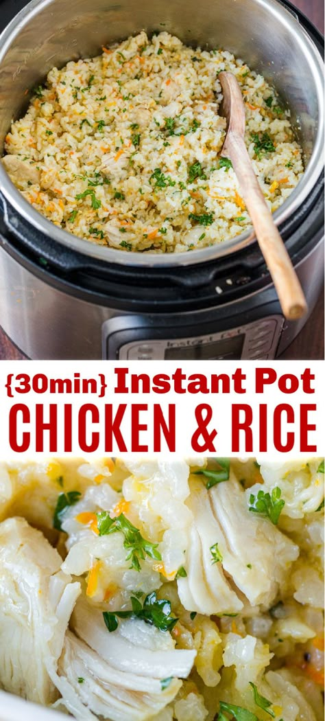 Instant Pot Chicken and Rice is creamy and cheesy with tender chicken. You'll love our secret ingredient! Watch the easy Chicken and Rice Instant Pot video. #instantpot #instantpotrecipes #instantpotchickneandrice #chickenandriceinstantpot #rice #30minutemeal #natashaskitchen Instant Pot Chicken And Rice, Chicken And Rice Recipe, Easy Chicken And Rice, Complete Family, Pressure Cooker Chicken, Food Instant Pot, Easy Rice Recipes, Weeknight Recipes, Instant Pot Meals