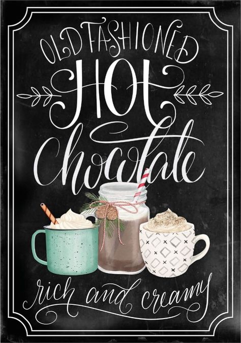 Hot Chocolate Chalkboard Art, Christmas Bakery Illustration, Hot Chocolate Poster, Paint Ideas Kitchen, Lighting Ideas Kitchen, Hot Chocolate Printable, Kitchen Paint Ideas, Kitchen Wallpaper Ideas, Paint Colors Kitchen