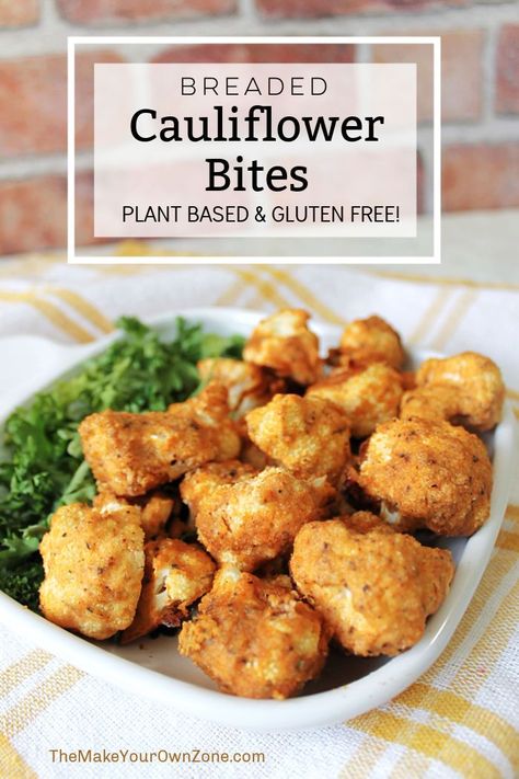 Recipe for breaded cauliflower bites. These cauliflower nuggets are a plant based and gluten free option with a zesty flavor too! Breaded Cauliflower Baked, Breaded Cauliflower Recipes, Breaded Cauliflower, Baked Cauliflower Recipe, Baked Cauliflower Bites, Tasty Cauliflower, Cauliflower Recipes Healthy, Paleo Cauliflower, Cauliflower Bread