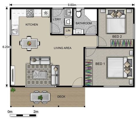 Granny Pods Floor Plans, Granny Flat Plans, Flat Plan, 2 Bedroom House Plans, Garage Floor Plans, Small House Floor Plans, Cottage Plan, Granny Flat, Garage Ideas