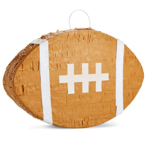 Ignite the game-day excitement with our thrilling football pinata, perfect for kids' football party decorations! Shaped like a football, this pinata is ready to be bashed with a stick or bat, unleashing a cascade of delicious treats. Use it as a centerpiece on snack or dessert tables, or incorporate it into your football-themed decorations for a lively atmosphere. With the convenient hanging loop on top, you can easily suspend this football pinata from the ceiling or a sturdy tree branch. Measur Football Pinata, Sports Birthday Party Decorations, Football Party Supplies, Football Party Decorations, Sports Party Decorations, Sports Birthday Party, Football Theme Party, Game Day Football, Football Birthday Party