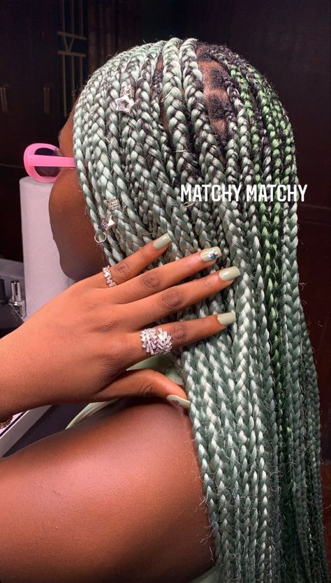 Monochrome styling Blonde And Green Braids, Green Braids, Suite Decor, Monochrome Nails, Faux Locks, Green Vibes, Blonde Braids, Platinum Grey, Girl Guides