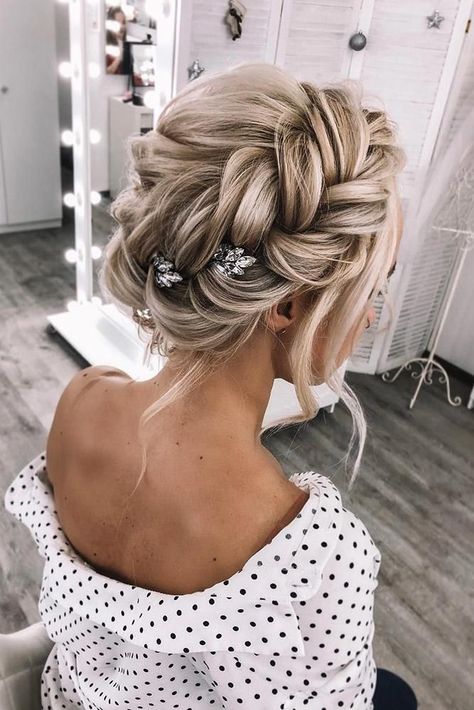 45 Summer Wedding Hairstyles Ideas ❤️ summer wedding hairstyles volume braided crown on blonde hair weddstasyuk #weddingforward #wedding #bride #weddinghair #summerweddinghairstyles Bridal Hairstyles From Front View, Loose Updo With Braid, Wedding Updos For Thick Hair, July Wedding Dresses Brides, Maid Of Honor Hair And Makeup, Braided Wedding Hairstyles Updo, Bridal Hairstyles For Thinner Hair, Summer Wedding Hairstyles The Bride, Maddy Hairstyles