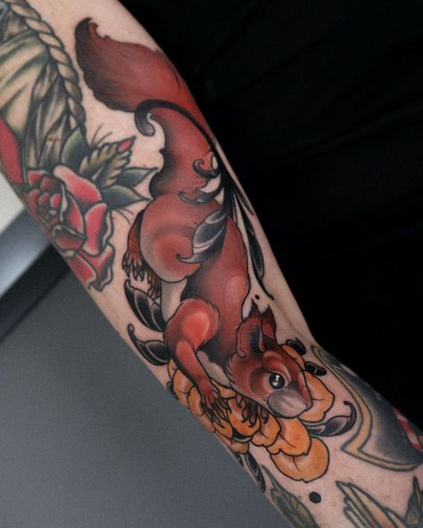 Little squirrel gapfiller . . . . . #squirrel #tattoo #neotraditionalsquirrel #squirreltattoo #fy #fyp #ink #neotraditional #neotradsub… | Instagram Neo Trad Squirrel, Neo Traditional Squirrel Tattoo, Neo Traditional Robin Tattoo, Neo Traditional Animal Tattoo, Germany Tattoo, Robin Tattoo, Squirrel Tattoo, Wood Tattoo, Deer Tattoo