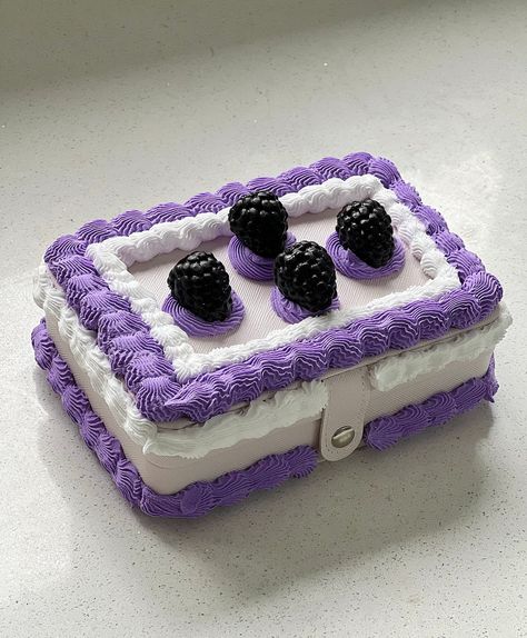 Blackberry fake cake jewellery box, decorated as a cake topped with fake blackberries Cake Jewellery Box Diy, Fake Cake Box Diy, Fake Cake Jewelry Box Diy, Fake Cake Ideas, Sweatshirt Drawing, Cake Jewelry Box, Cake Boxes Diy, Yellow Lighting, Cake Jewelry