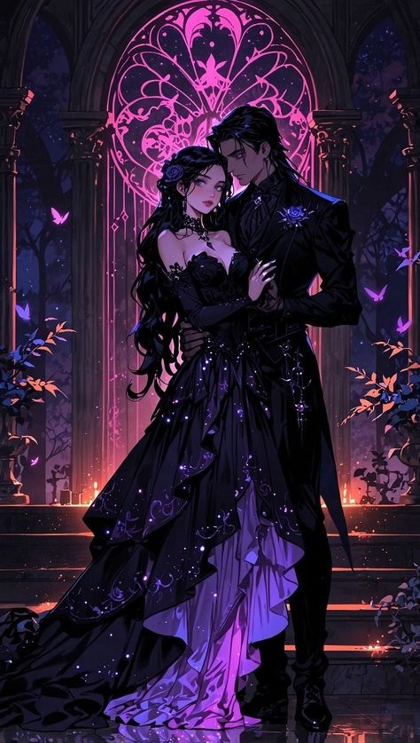 Fantasy Romance Couples, Anime Goth Couple, Dark Fantasy Couple Art, Dark Fantasy Romance Art, Gothic Couple Aesthetic, Dark Romance Wallpaper, Gothic Romance Aesthetic, Dark Romance Art, Halloween Romance