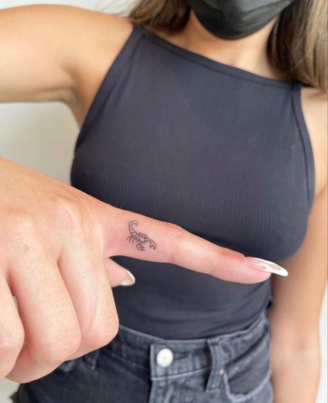 Scorpion Tattoo Small Scorpion Tattoo Woman, Fine Line Scorpion Tattoo, Drake Tattoo Ideas, Drake Tattoos, Holiday Tattoo, Scorpion Tattoos, Scorpio Tattoo, Bull Tattoos, Scorpion Tattoo