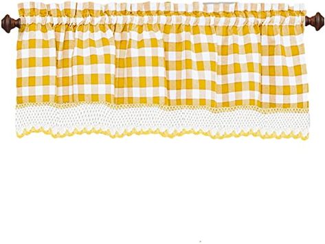 Amazon.com: Woven Trends Designer Home Window Panel Curtain Drape Valance Scarf Gingham Checked Checkered Plaid Yellow - 58" x 14": Home & Kitchen Farmhouse Curtains Kitchen, Farmhouse Kitchen Valance, Buffalo Plaid Curtains, Curtain Treatments, Farmhouse Kitchen Curtains, Buffalo Check Curtains, Tie Up Shades, Check Curtains, Curtains Kitchen