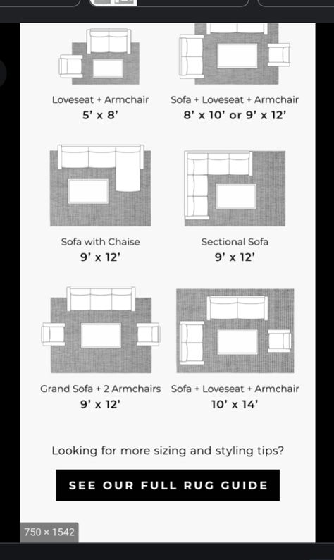 Rug Placement In Living Room Sectional, Corner Sofa And Rug, Sectional Couch Layout, Ideas For Wall Decoration, Great Room Layout, Rugs Layout, Sectional Living Room Layout, Living Room Rug Placement, Living Room Rug Size