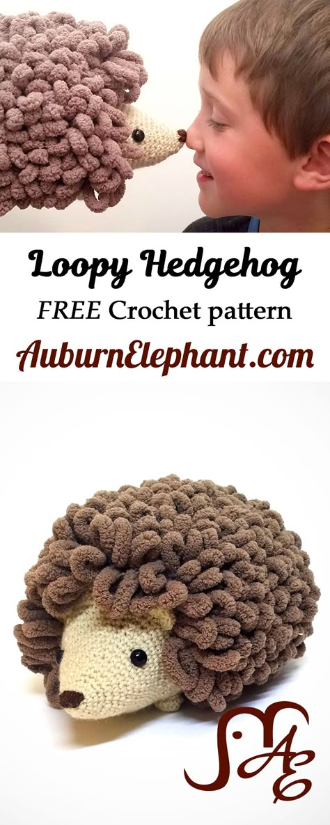 Free Crochet Pattern for this Loopy Hedgehog, using Lion Brand Off The Hook yarn. Loop Stitch Crochet, Crochet Blanket Yarn, Bulky Yarn Crochet, Different Types Of Yarn, Yarn Projects Crochet, Yarn Animals, Loopy Yarn, Finger Knitting Projects, Chunky Yarn Crochet