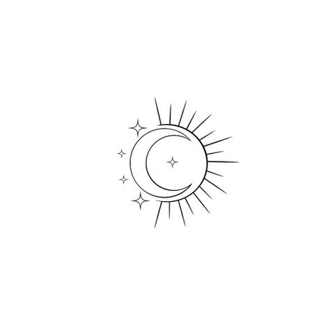 The Sun Moon And Stars Tattoo, Sun And Saturn Tattoo, Small Fine Line Sun Tattoo, Sun Moon Star Wave Tattoo, Half Moon And Sun Tattoo, Sun Moon Small Tattoo, Sun And Moon Simple Tattoo, Moon Tattoo Designs Minimalist, Sun Star And Moon Tattoo