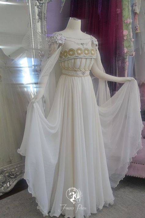 Serenity Dress Sailor Moon, Princess Serenity Wedding Dress, Sailor Moon Themed Wedding Dress, Princess Serenity Cosplay, Sailor Moon White Dress, Firefly Path Dresses, Sailor Moon Wedding Dress, Princess Serenity Dress, Sailor Moon Serenity