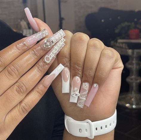 19th Birthday Nails, 21st Birthday Nails, Birthday Nail Designs, Tapered Square Nails, Short Square Acrylic Nails, 19th Birthday, Acrylic Nails Coffin Pink, Long Square Acrylic Nails, Unique Acrylic Nails