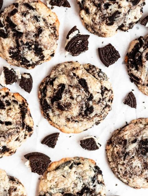 Eggless Cookie, Mini Eggs Cookies, Cream Cheese Oreo, Eggless Cookie Recipes, Oreo Cheesecake Cookies, Oreo Cookie Recipes, Oreo Stuffed Chocolate Chip Cookies, Eggless Cookies, Eggless Desserts