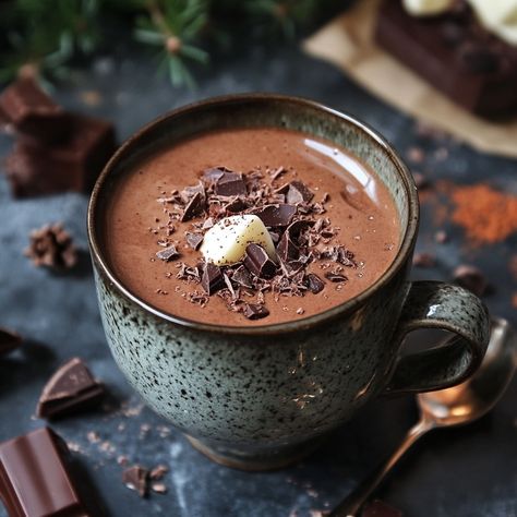 Mocha Hot Chocolate, Dark Hot Chocolate, Hot Milk Chocolate Drink, Swiss Miss Hot Chocolate Recipe, Real Hot Chocolate, Milk Frother Hot Chocolate, Drinking Hot Chocolate Aesthetic, Creamy Thick Hot Chocolate, Rich Hot Chocolate Recipe